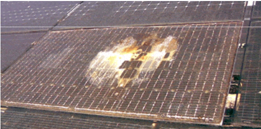 punto caliente en un modulo fotovoltaico