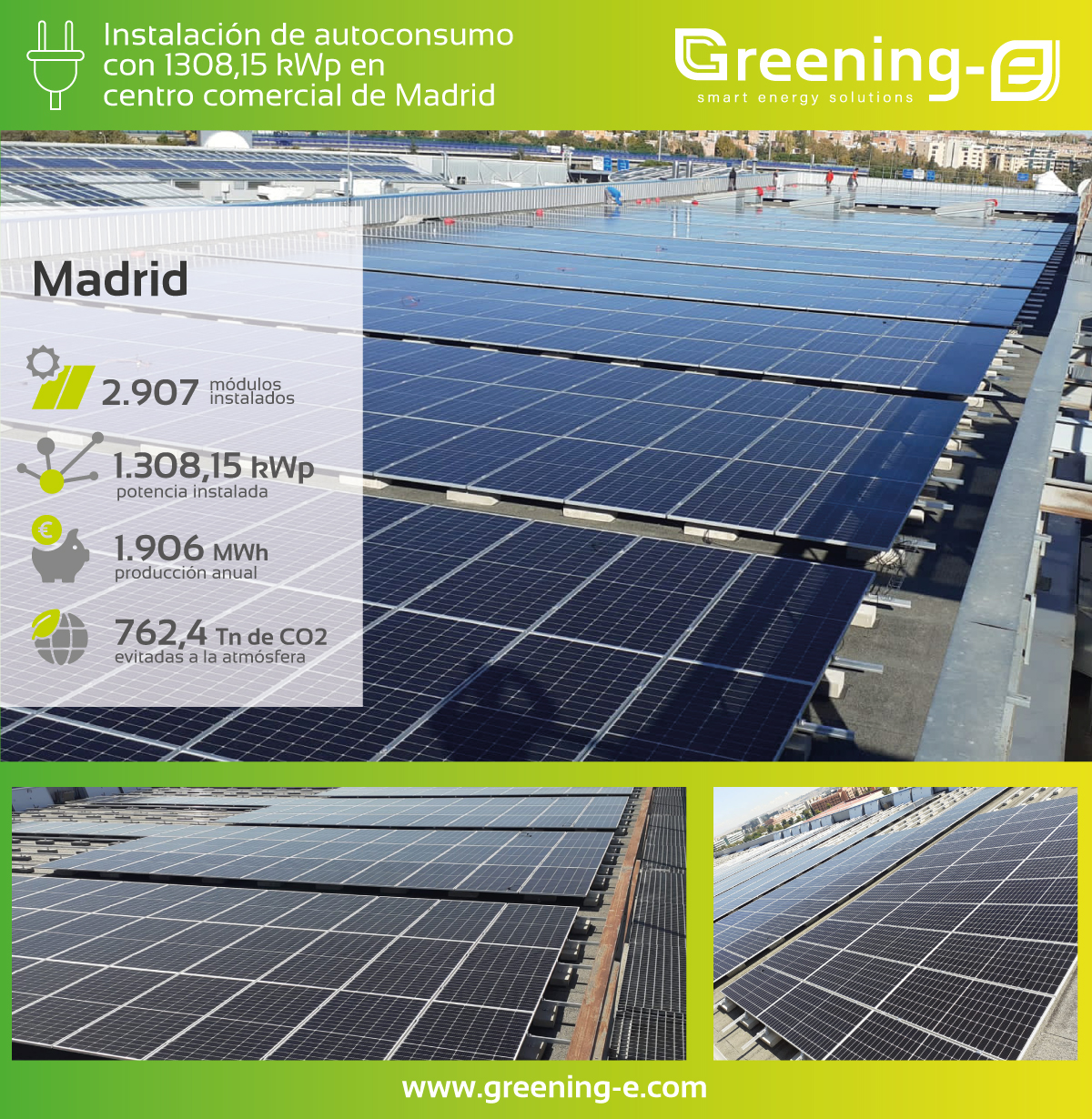 Instalación de autoconsumo fotovoltaico en centro comercial de Madrid