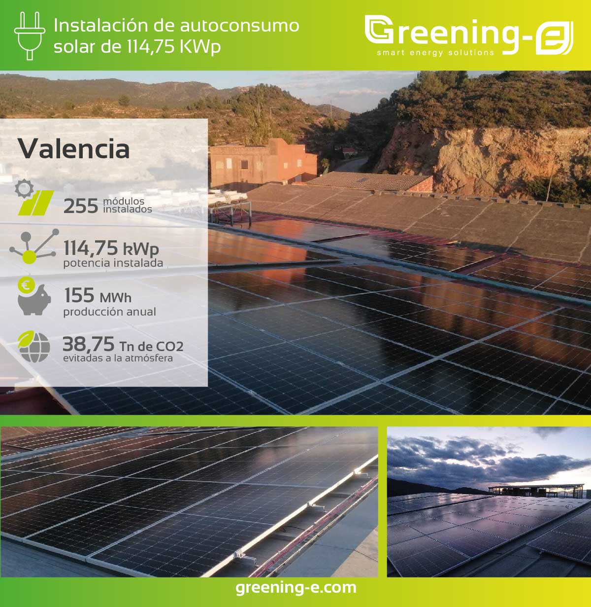 Instalación de autoconsumo solar de 114,75 Kw en Valencia