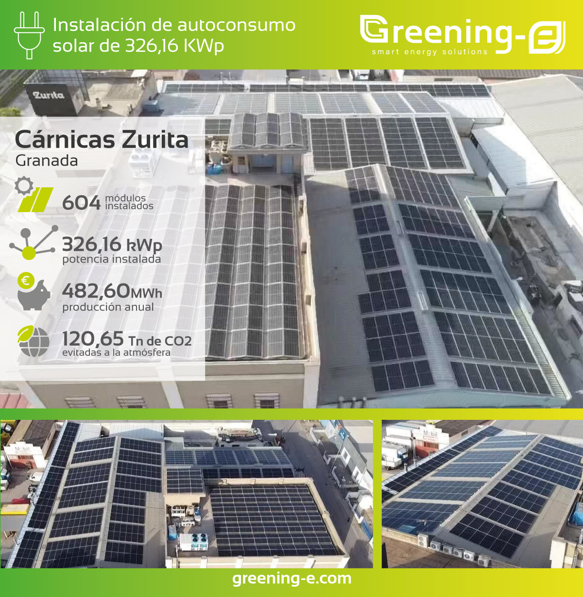 Proyectos Greening-e Instalación de autoconsumo de 326,16 kW para Cárnicas Zurita