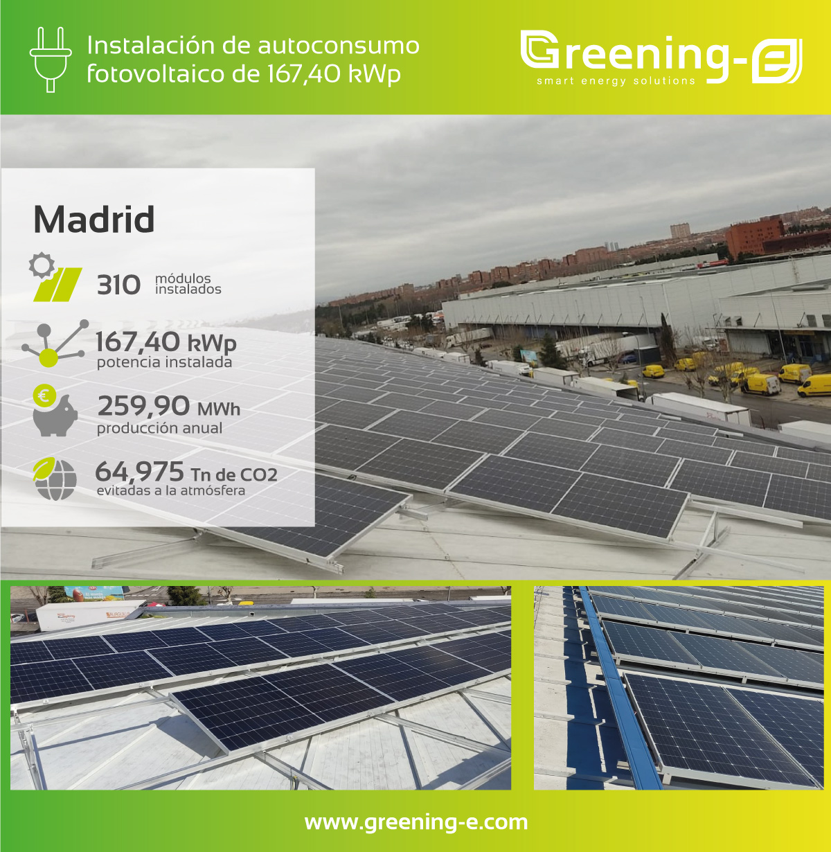 Proyectos Greening-e Instalación de autoconsumo de 167,40 kWp en Madrid