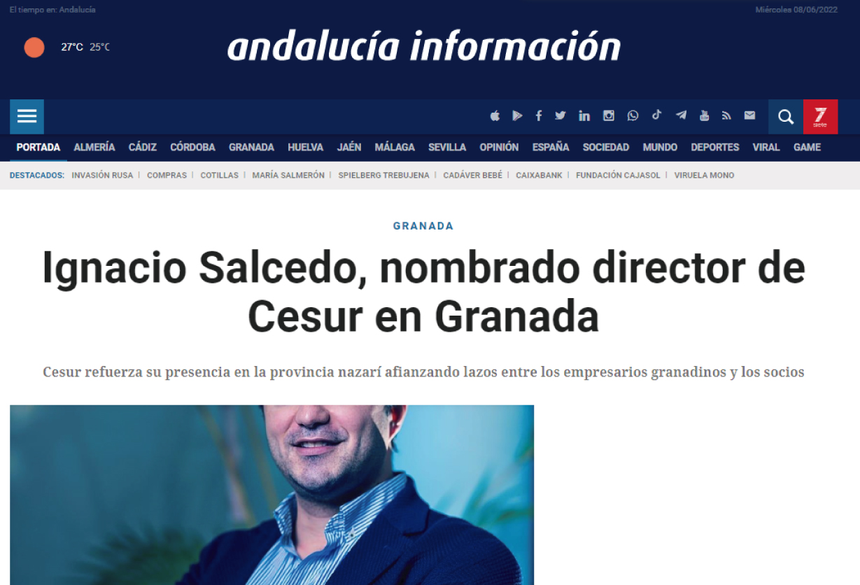 Andalucía Información: Ignacio Salcedo, nombrado director de Cesur en Granada