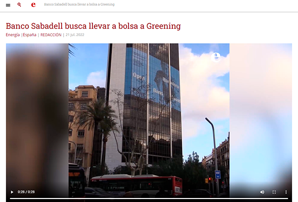 Banco Sabadell busca llevar a bolsa a Greening