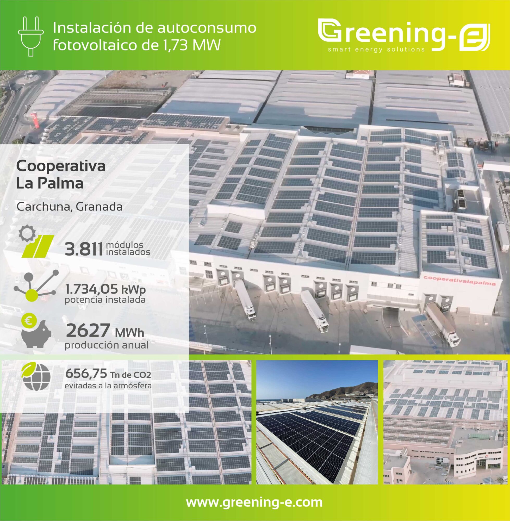 Instalación de autoconsumo de 1,73 MW para la cooperativa La Palma (Carchuna)