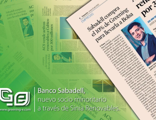 Banco Sabadell se incorpora como socio minoritario en Greening Group