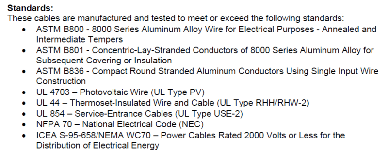 ¿Qué cables se utilizan en los proyectos fotovoltaicos en USA?